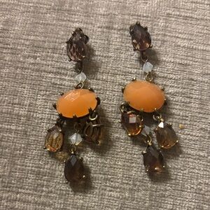 Chic Orange and Brown Dangle Earrings
